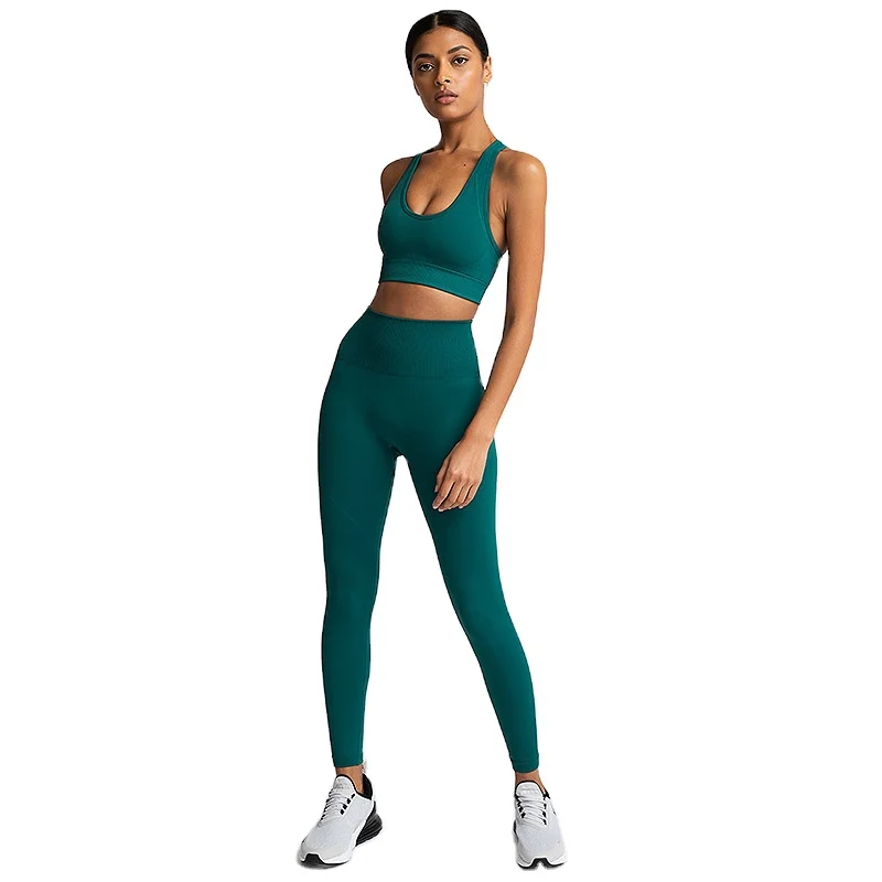 

Amazon Seamless Knitted Hip Yoga Suit Gym Fitness Set