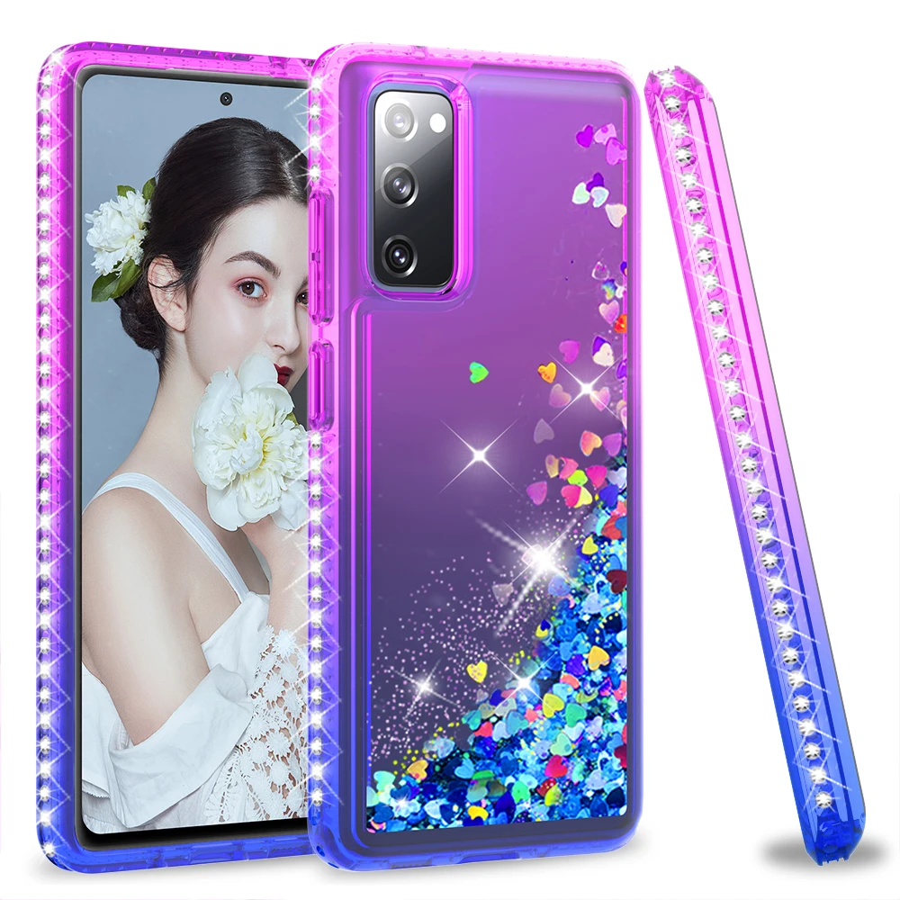 

LeYi Luxury Shining Glitter Hard PC 2 in 1 Bling Bling Gradient Mobile Phone Case for Samsung S20 FE 5G