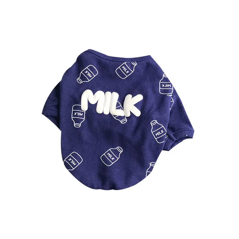 

2021 New spring and summer pet clothes dogs cats T-shirt cotton three-dimensional printing, Blue, yellow