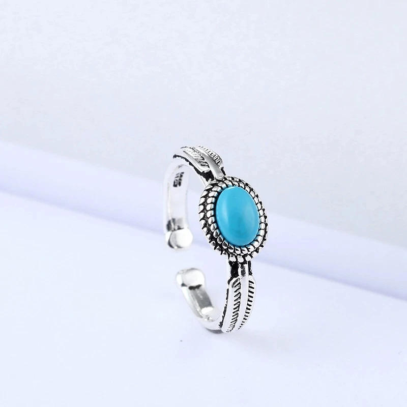 

Korean Style Sky Blue Crystal Stone Round Open Ring Cubic Zirconia For Women Gift Jewelry Banquet, Gold