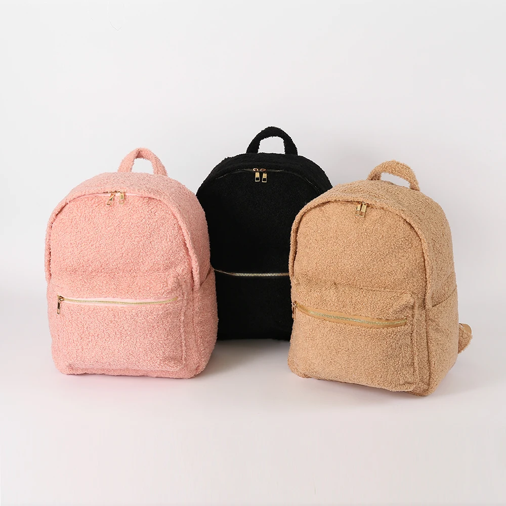 

Low MOQ New Fashion Durable Sherpa Custom Logo Design Women Men Kids School Outdoor Backpack Bag