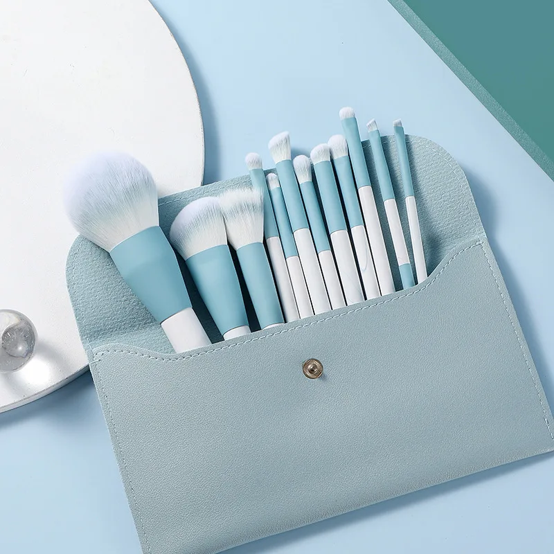 

FEIYAN Manufacturer Makeup Brush 2023 Soft Cosmetic Brush Set Custom Logo Vegan Private Label Blue Makeup Brush Set