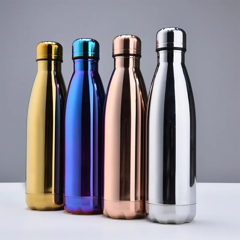 

YEWAY 500ML/17OZ In Stock Double Wall UV Plating Shiny Stainless Steel Cola Shaped Vacuum Insulated Bottle Thermos