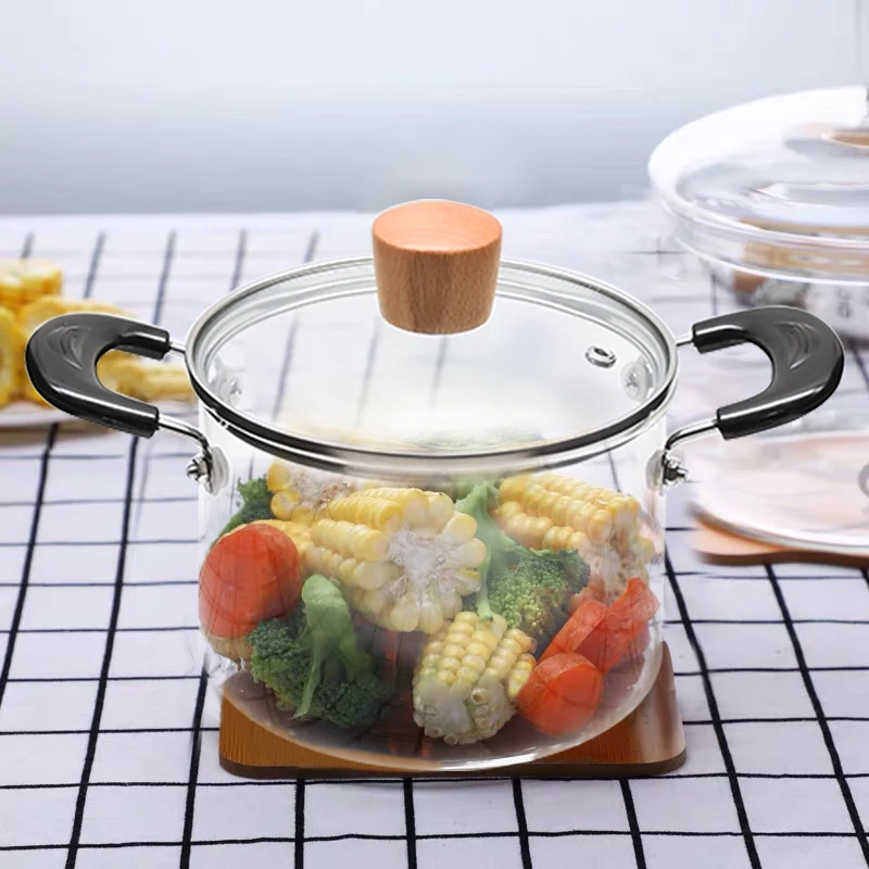 Multipurpose Saucepan With Handle Heat Resistant Borosilicate Glass Cooking Pot With Lid Cover 6901