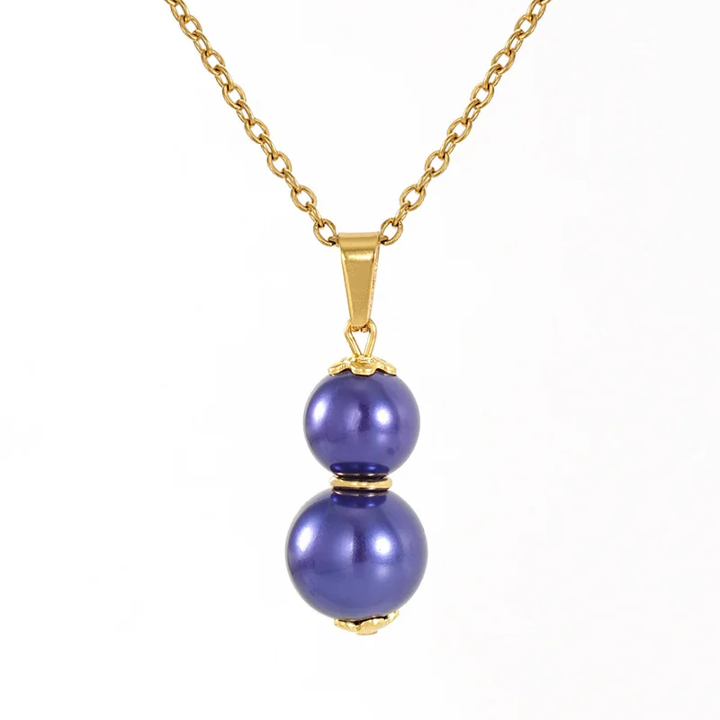 

2023 color gourd pearl plated 18K gold necklace titanium steel pendant temperament simple versatile necklace