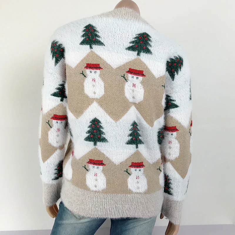 毛衣圣诞树雪人毛衣毛绒毛衣妇女拉女士 sueter mujer sueter chompa