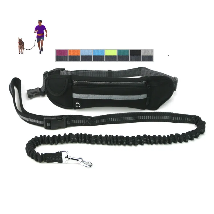 

Hot Selling Multifunction Adjustable Hands Free Dog Leash Waist Belt with Bags for Running Jogging