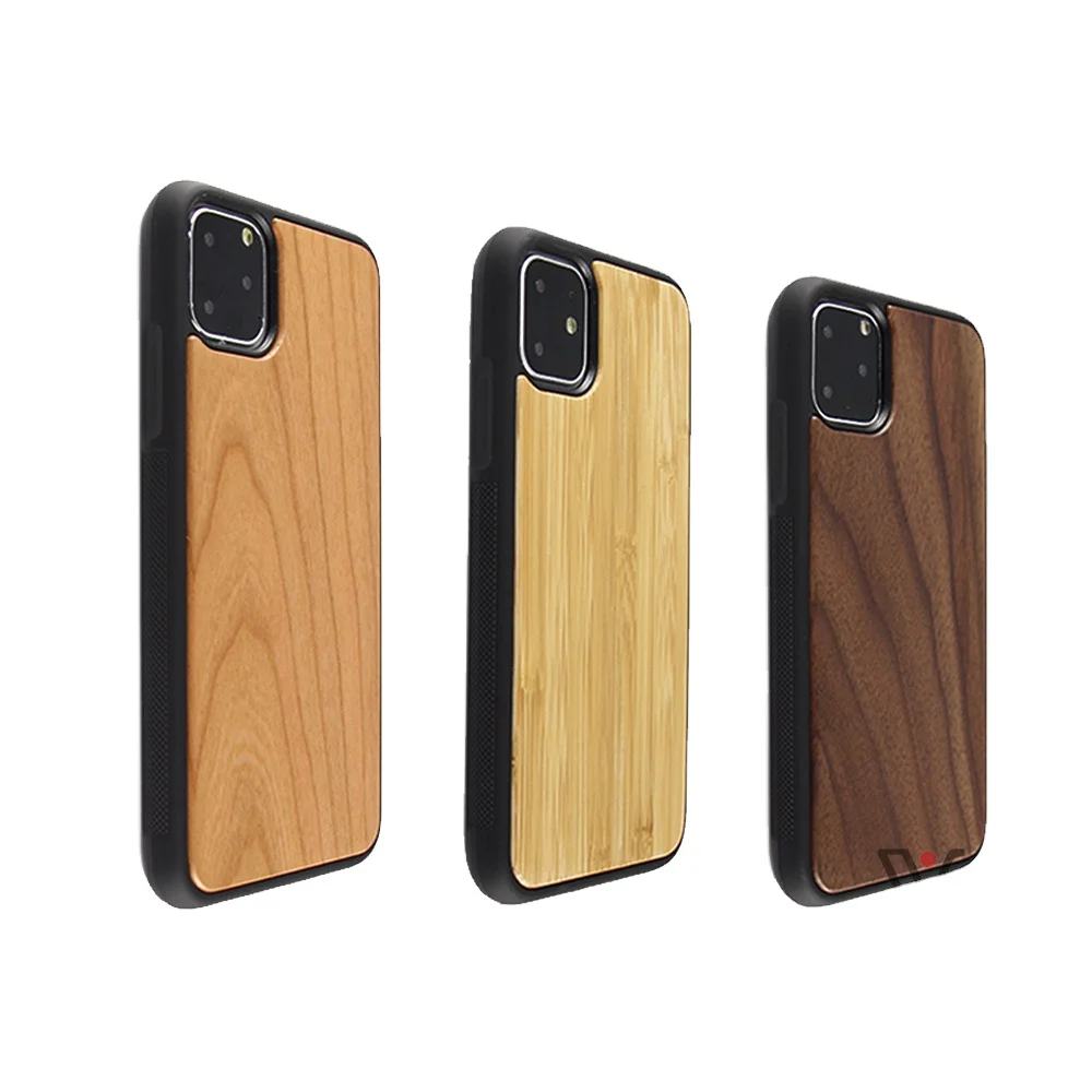 

Hot Sale Clear Blank Wood Back Mobile Cover Phone Cases For iPhone 11 Pro Max, Customized