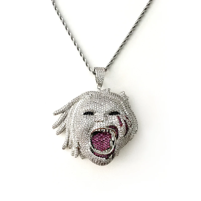 

New s925 hip hop necklace jewelry full zircon clown character pendant