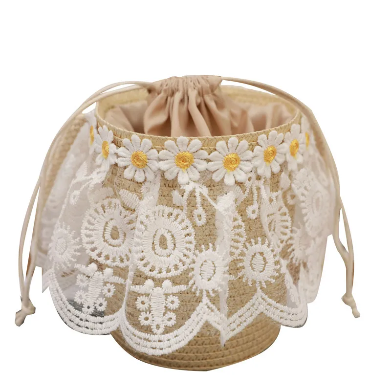 

Luxury Summer Kids Beach Bag Straw,Korean Fashion lace Bucket straw bags tote summer beach for kids,kids fashion bags 2021