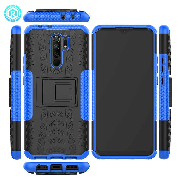 

For Redmi 9 Back Cover Shockproof Hybrid 2 In 1 Mobile Phone Case Kickstand Cover For Redmi 9