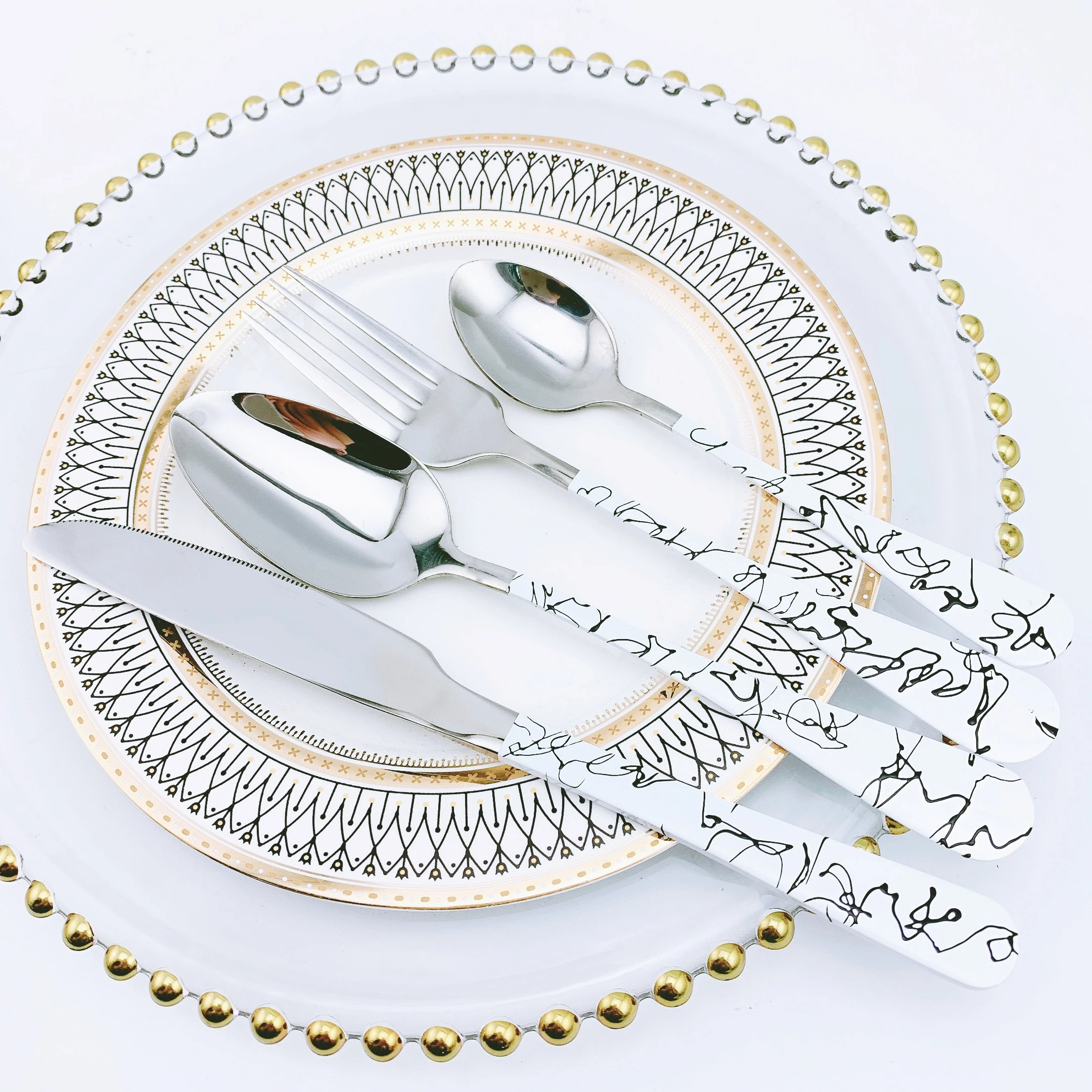 
410 Mirror Silver/white stainless steel Spoon Fork Knife cutlery/flatware/silverware/dinner sets 