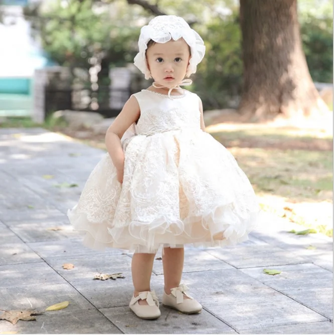 

Baby Girl Chlid Dress Ball Gown 1st Birthday Dress Christening Princess Dress Clothes For Newborn Ceremony Party, Champagne/custom