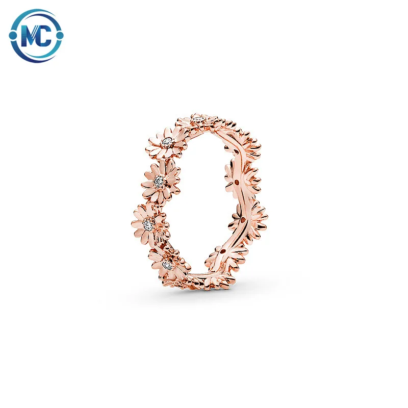 

S925 Sterling Silver Rose Gold Daisy Series Corolla Style Brand Designer Rings for Women Engagement Jewelry Anniversary Ring