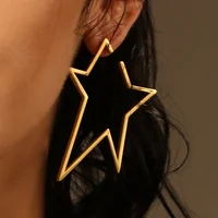 

Fashion Jewelry Geometric Big Star Earrings Gold Color Stainless Steel Long Drop Earrings For Women Earings Wholesale 1038