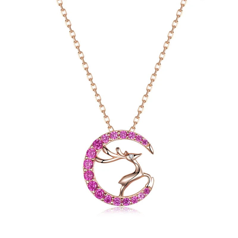 

Custom Wholesale Christmas Jewelry Dainty Necklace 18k Gold Plated Luxury Elk Cubic Zirconia Bulk Chain Pendant Necklace