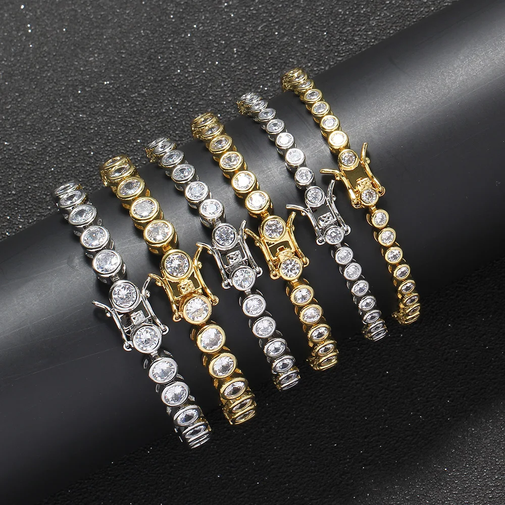 

BB112 3mm 4mm 5mm Bracelet CZ brass Chain Bling Bling Hip hop iced out jewelry