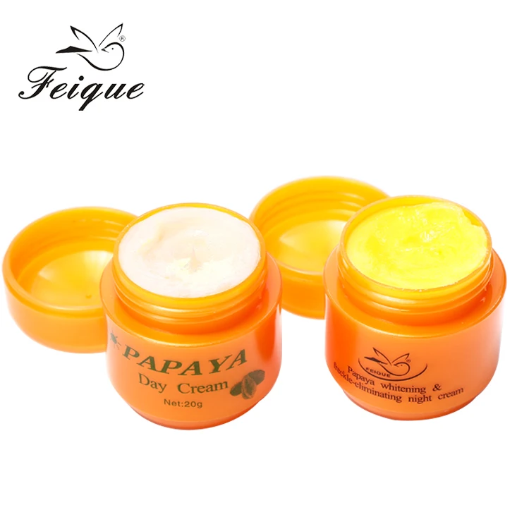 

FEIQUE 2 In 1 Hot Sale Facial Care Set Hydrating Whitening Papaya Extract Face Cream Set, Day:white,night:yellow