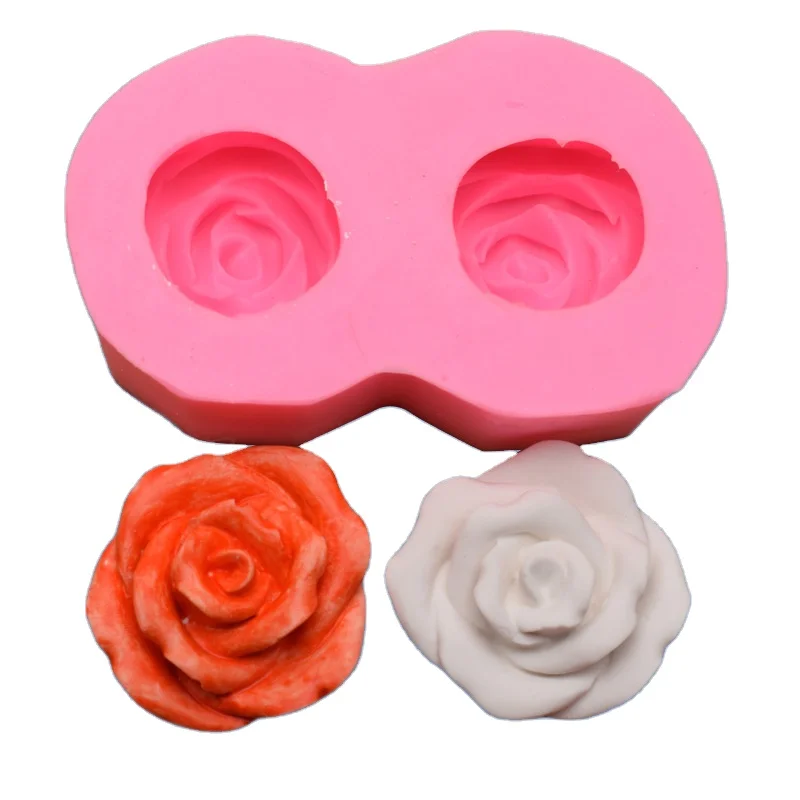 

2 cavity rose flower moldes de silicon 3d whole sale chocolates forminhas de chocolate, As picture
