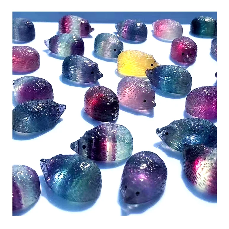 

wholesale bulk multicolour fluorite hedgehog natural stone gemstone purple crystal crafts souvenir