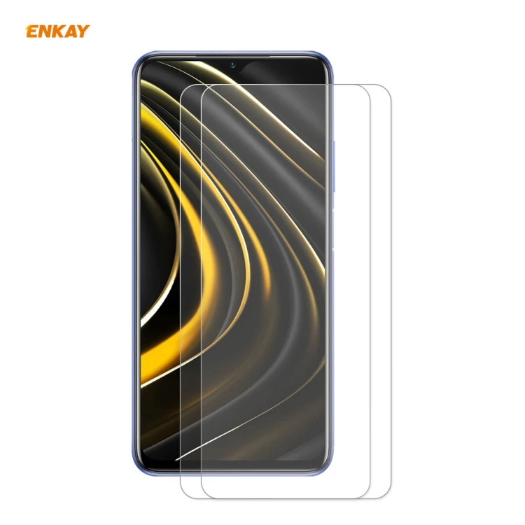 

High Quality 2pcs 0.26mm 9H 2.5D Curved Edge Mobile Phone Tempered Glass Screen Protector For Xiaomi Poco M3