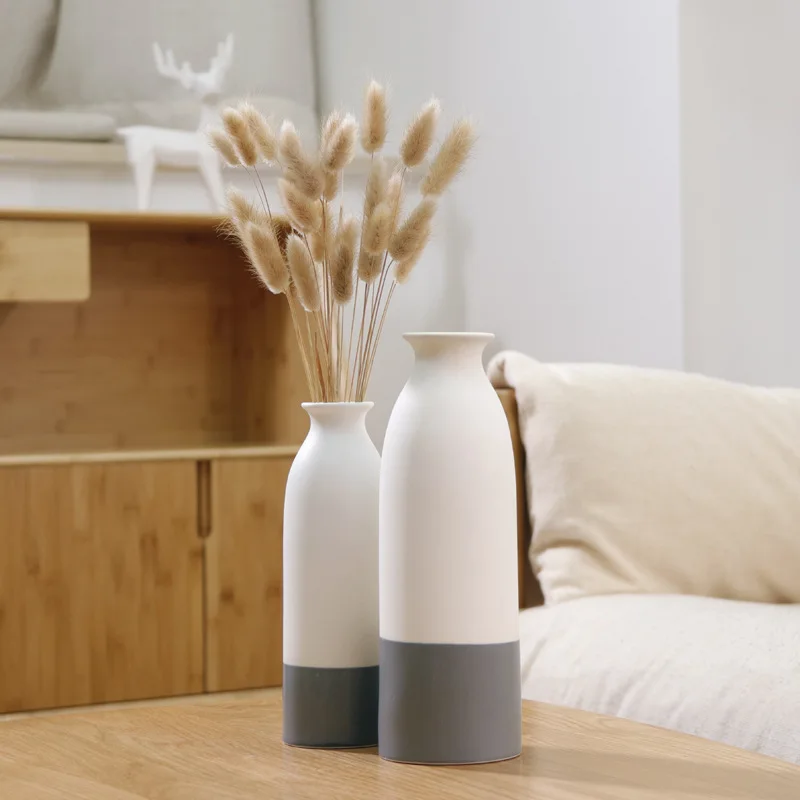 

Simple Nordic Style Vase White Ceramic Art Small Fresh Water Culture Plug Flowers Dried Flowers Home Decorations Ornaments, As photo
