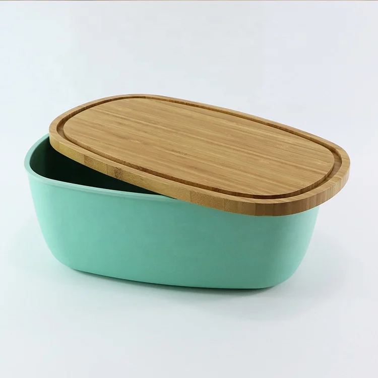 

2021 Trend Eco Friendly Box For Bread 35.2*20.2*13.8 cm Big Size Bamboo Bread Box, Yellow