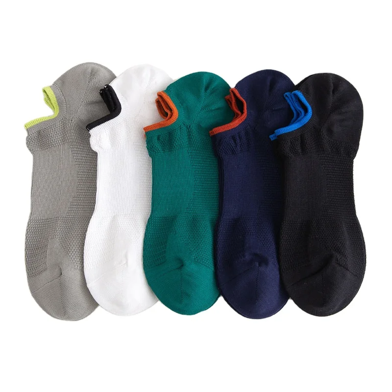 

Custom Logo Ankle Sock Men Cotton Compression Socks Solid Color Breathable Mesh Sport Socks For Male