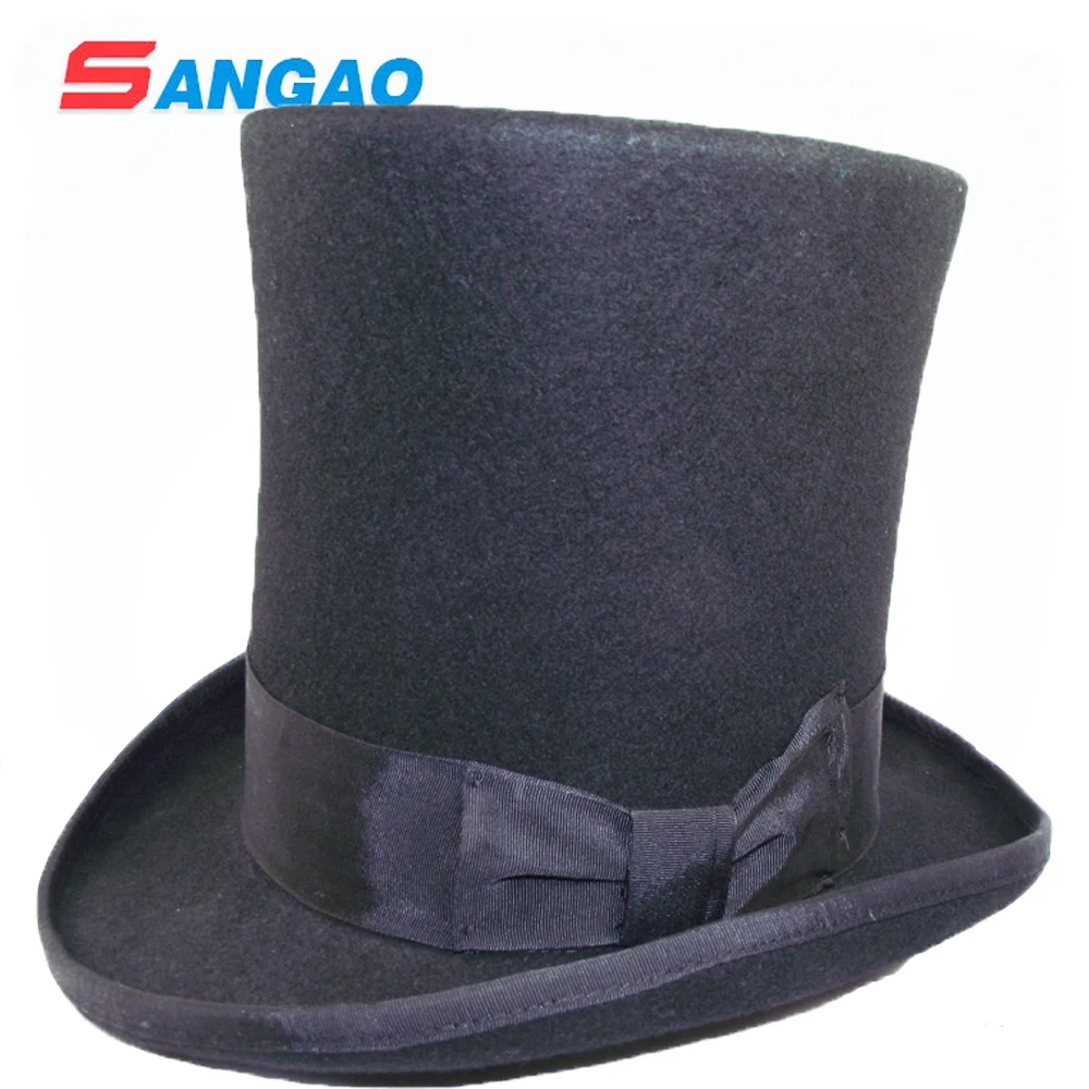 

wholesale Special high round top felt hat with size 55 cm-62 cm and 22 cm height and Black color, Colors