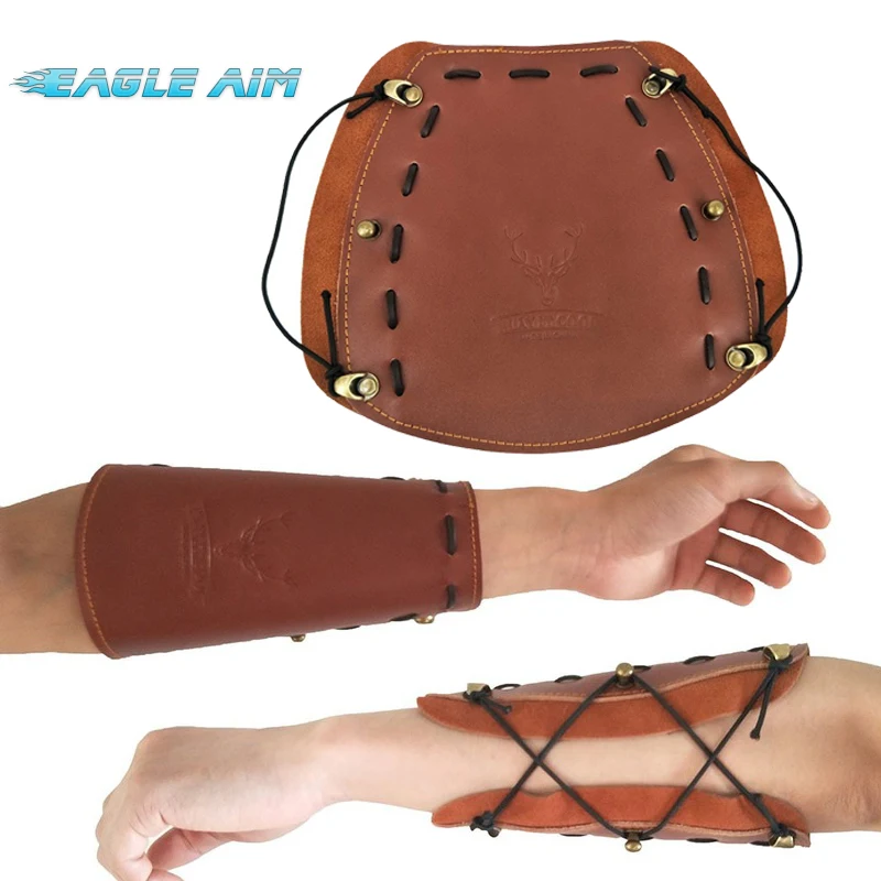 

Cowhide Genuine Leather Adjustable Archery Arm Guard Accessory Protection for Hunting