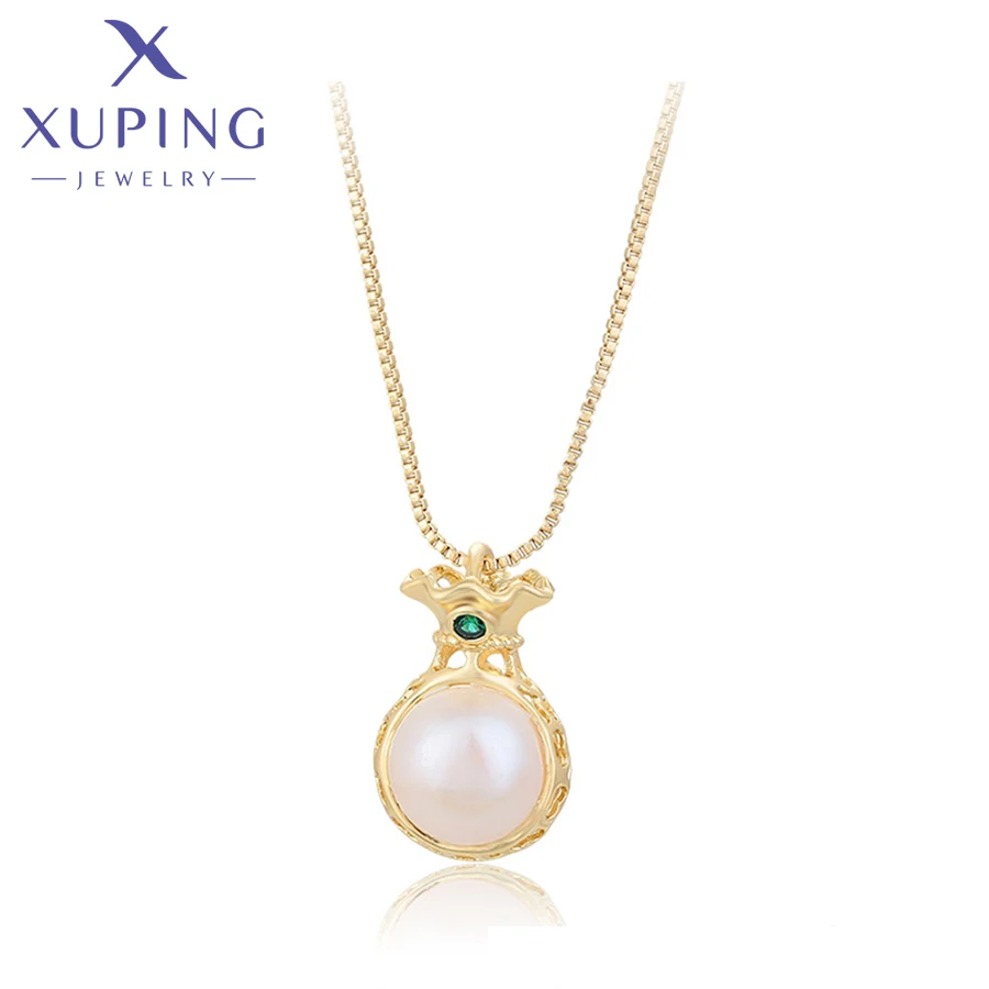 

necklace-01758 xuping jewelry 14K gold color elegant ancient royal fashion dolphin necklace pearl necklace