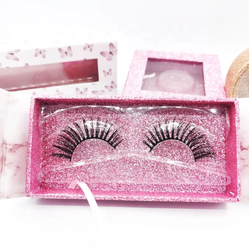 

YS wholesale private label faux cil lot 16mm Synthetic Fiber tapered wispy cruelty free with Boutique lash box, Natural black lashes