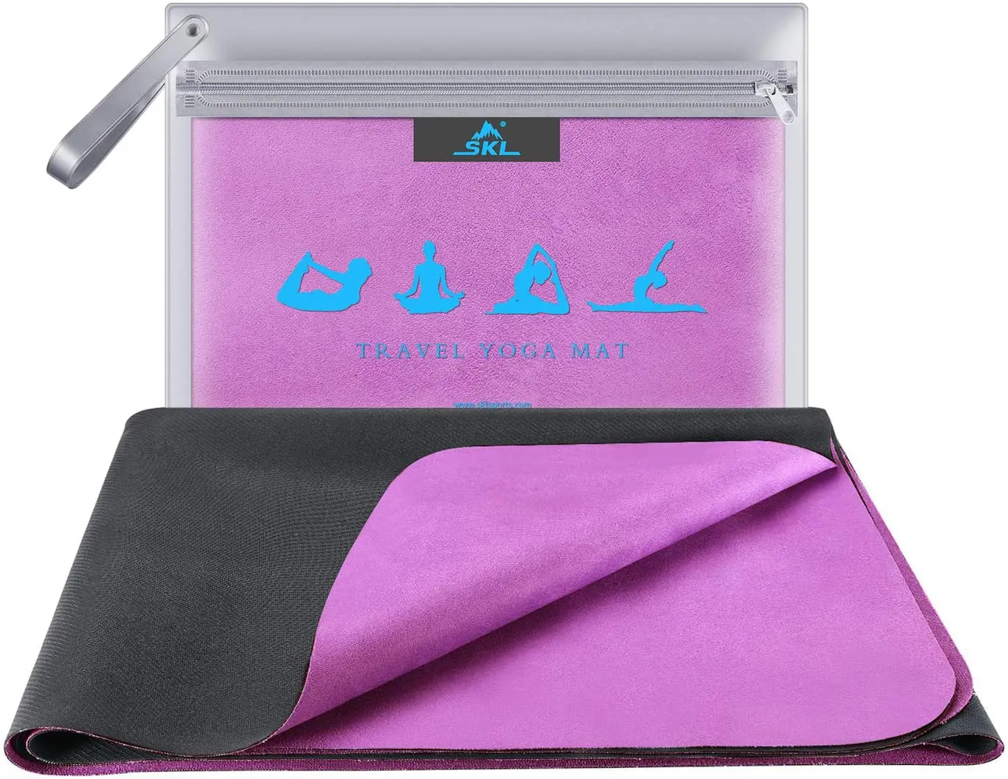 

Travel Yoga Mat - Foldable 1/16 Inch Thin Hot Yoga Mat Non Slip Sweat Absorbent Fitness & Exercise Mat for Yoga, Customized
