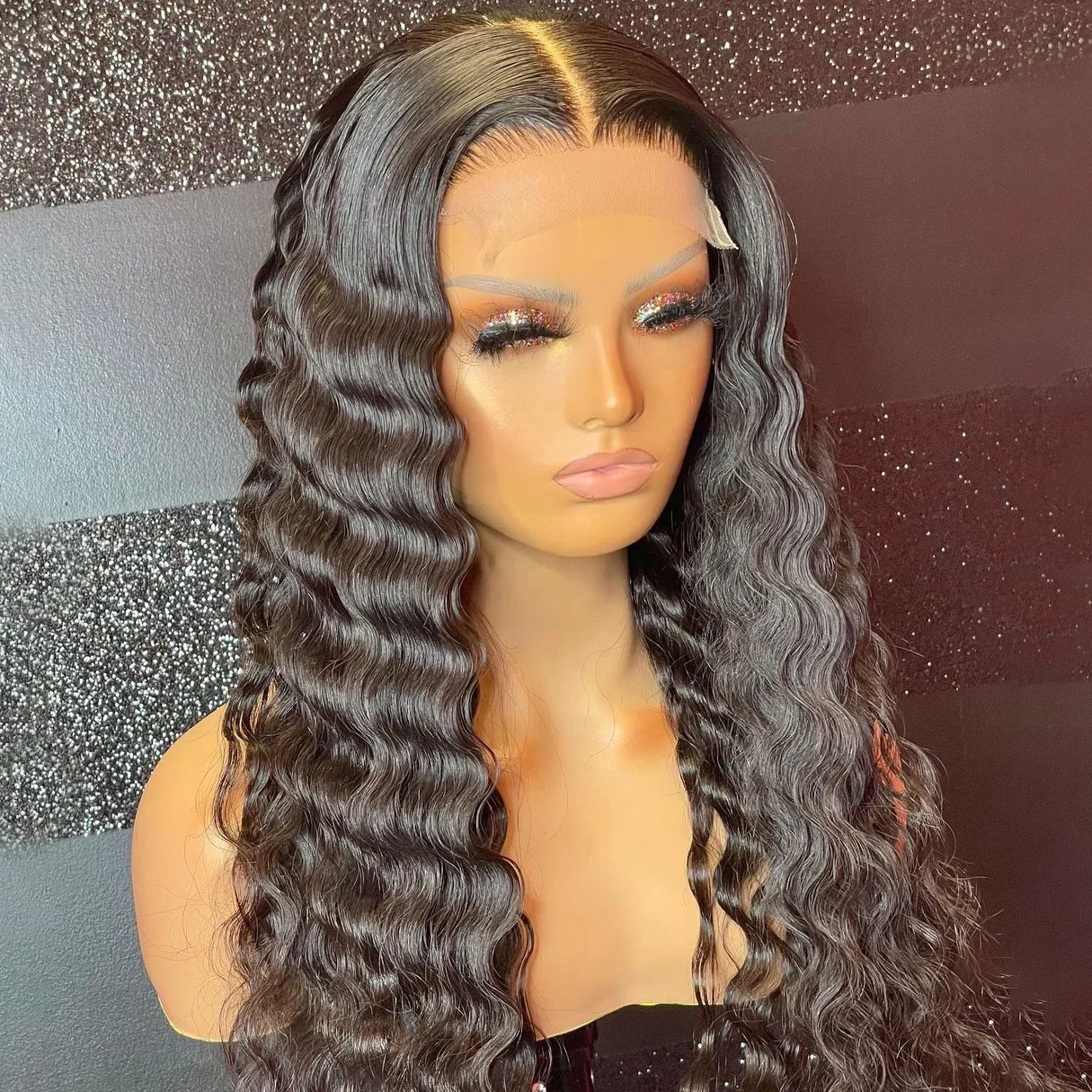 

Wholesale Lace Wig Preplucked 100% Brazilian Virgin Hair Natural Human Hair Unprocessed Deep Wave Lace Front Wig With Baby Hair