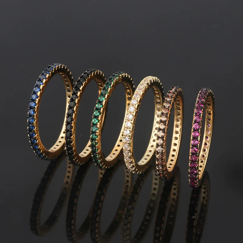 

Gold plated colorful cubic zirconia pave gold ring jewelry