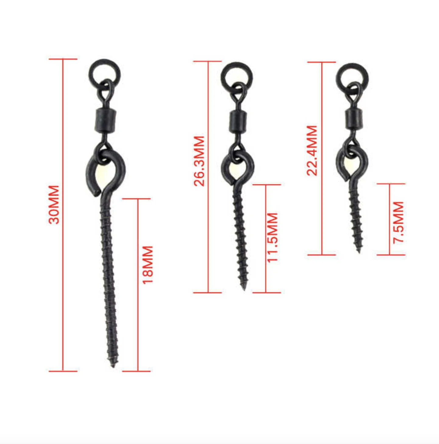1000 Pieces in Bulk  Carp Fishing Boilie Screw with Ring Swivel D-Rig Chod Rig Fishing Terminal Tackle