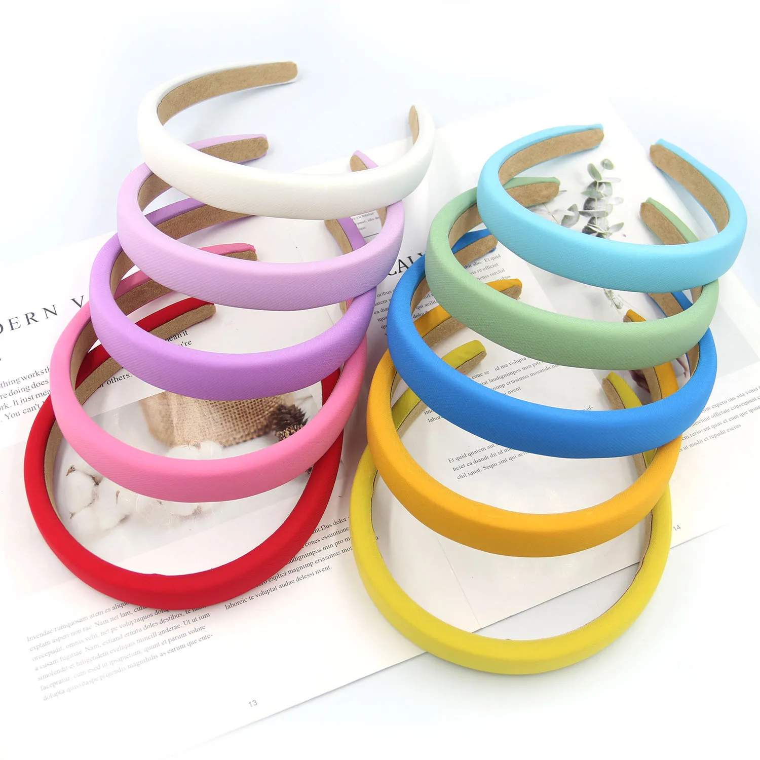 

Genya Silk Solid Candy Color Sponge Hairband Thick Hair Hoop Padded thicken sponge designer headbands wholesale, As picture