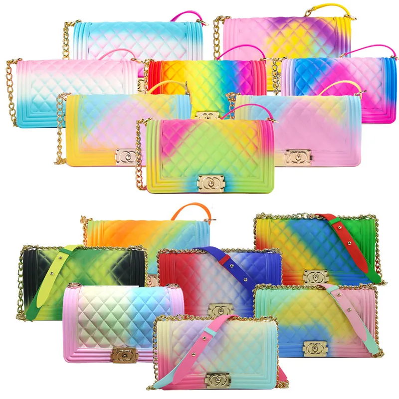 

Handbag for woman Jelly Purses and Handbags Rainbow beach bag, Rainbow jelly colors