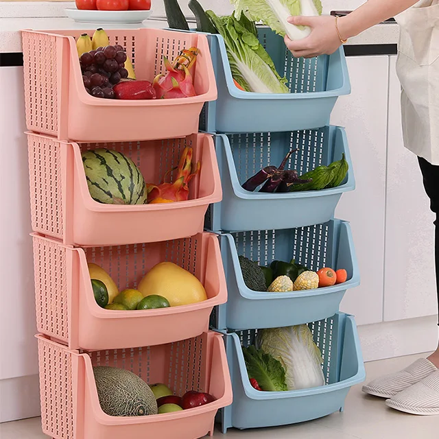 

3-layer Kitchen Shelving Stackable Fruit And Vegetable Storage Rack