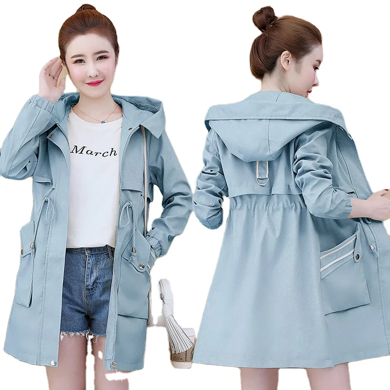

Korean version of casual tooling windbreaker in the long section of loose jacket thin section women's tide