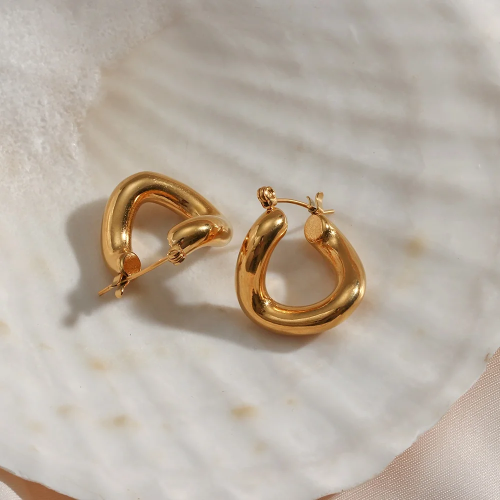 

Irregular Earrings Geometric 18k Gold Plated Rope Chain Geometric Hoop Earrings