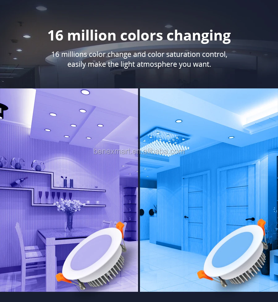 Benexmart ZigBee 3.0 Downlight Kit Smart RGBW 3.5 Inch 12W Led Recessed Ceiling Light Work with Smartthings Echo Smart Lighting - ANKUX.COM