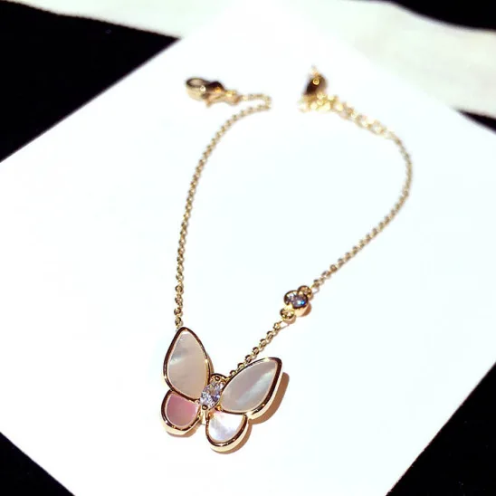 

Exquisite Fashion Gradient Crystal Butterfly Charm Bracelet 18k Gold plated Link Chain Shinny Rhinestone Butterfly Bracelet