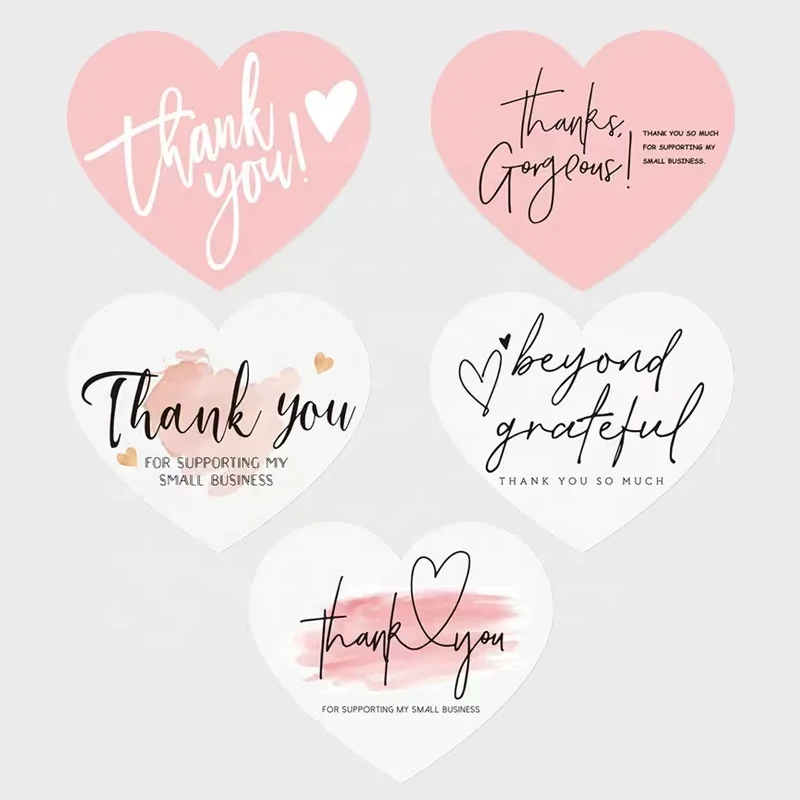 

30pcs/bag wholesale popular hot heart shaped writable thank you cards for business wedding gift box greeting decoration