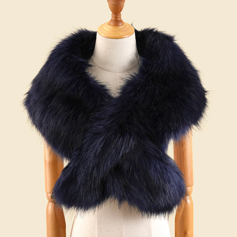 
Fashion New Color Elegant long hair soft faux fox fur Scarf shawl for Women winter warm 