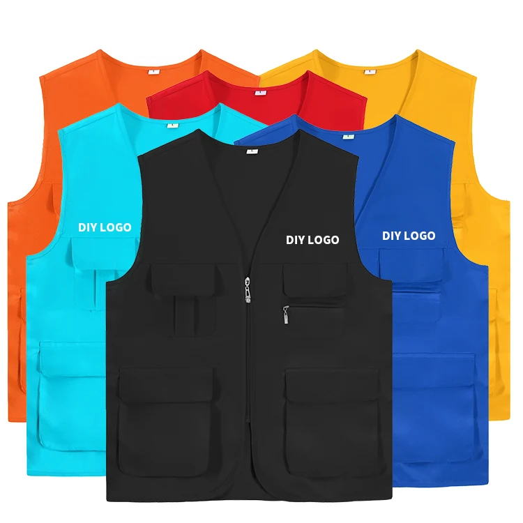 Oem Men's Multi-Pocket Tactical Fishing Vest Large 100% Polyester Size Outdoor Fishing and Photography Gear for Four Seasons Use