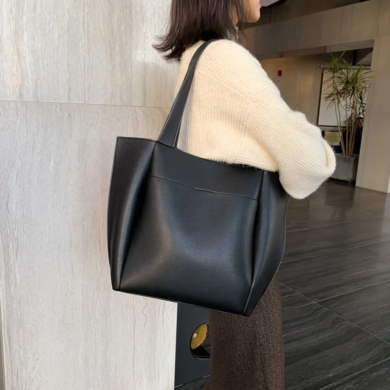 

Luxury Minimalist Women's Satchel Handbag Purse Large Capacity Multiple Pocket Pu Faux Leather Tote Shoulder Bag with Top Handle, 3 colors
