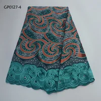 

2019 new fashion teal color embroidery cotton lace swiss voile lace fabric for garment african