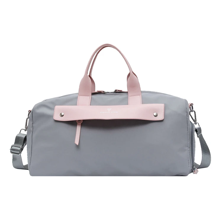 

High Capacity Women Portable Tote Weekend Duffel Travel Bag Wholesale Custom Multi-color Fashion Polyester OEM  CN;GUA, Black/pink/gray