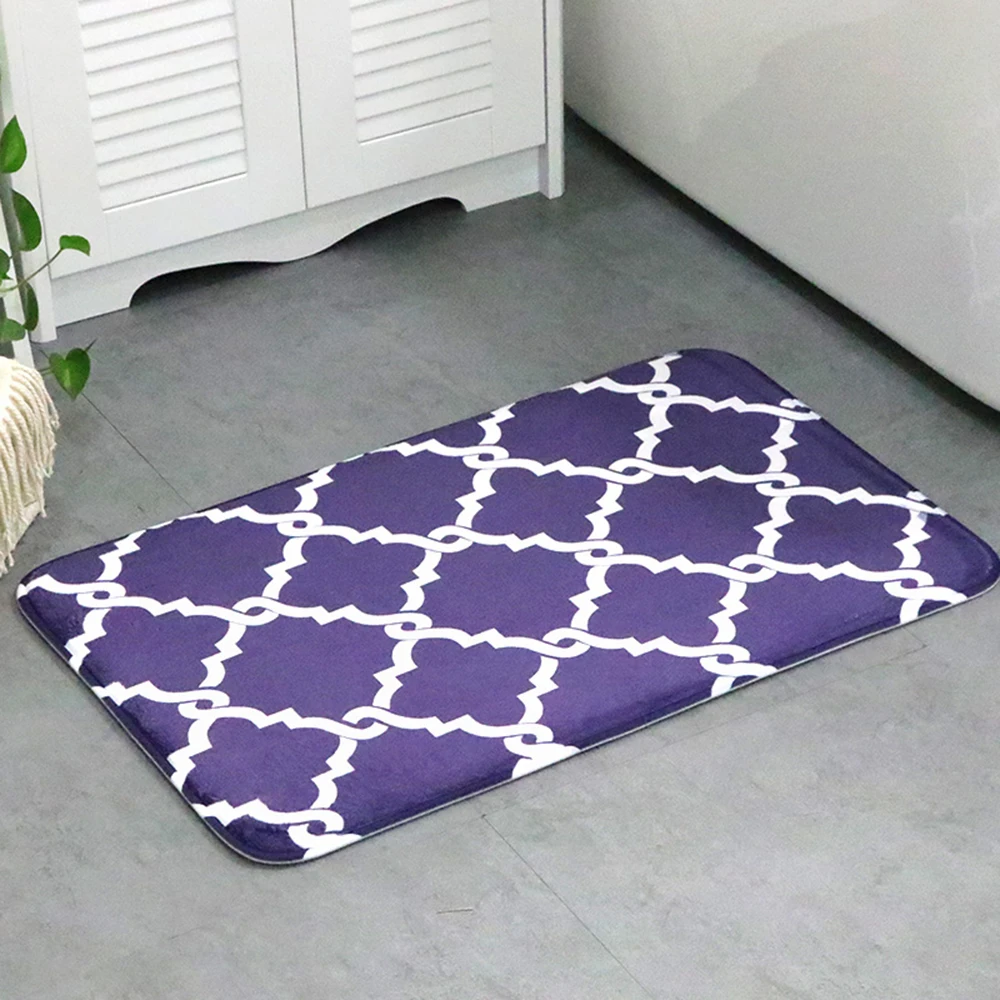 

Moroccan Pattern Microfiber Flannel Memory Foam Bath Mat